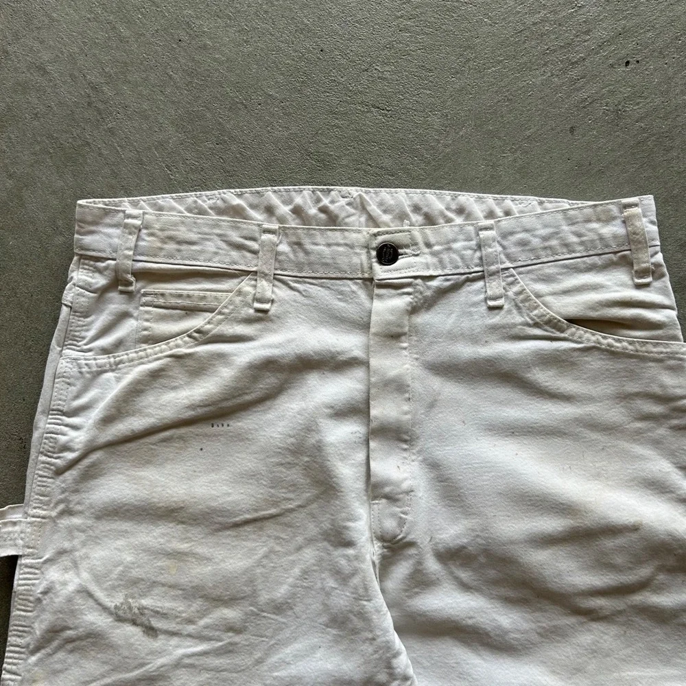 Vintage Dickies Carpenter Pants Size 34x30 White Painter Straight Leg Workwear